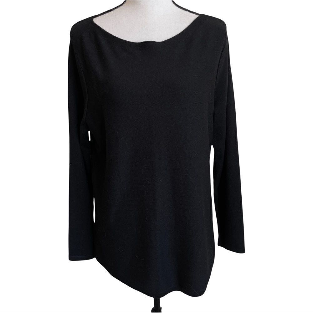 Chico's Black Boatneck Long Sleeve Sweater Size 8‎